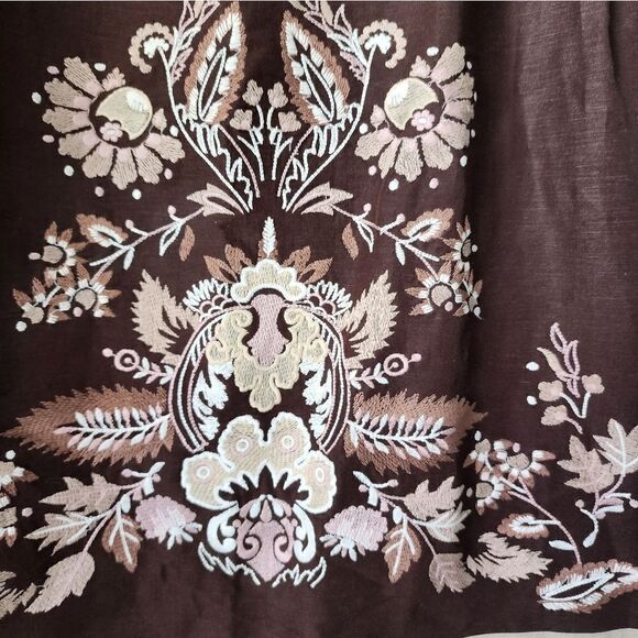 LOFT embroidery eyelet scallop hem side zip cottagecore prairie lined midi skirt - Picture 5 of 14